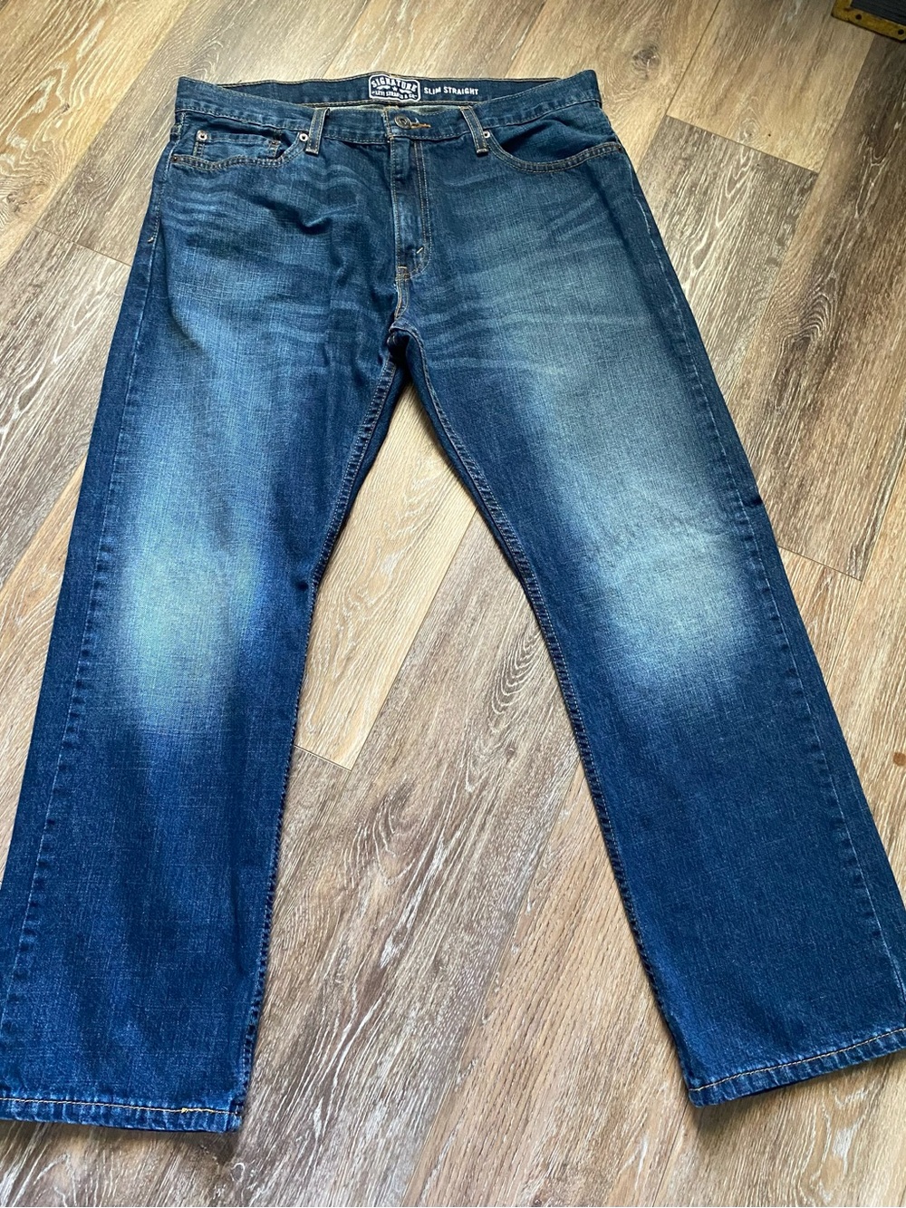 Signature By Levi's Jeans Men 36x30 Blue Cotton Denim Straight Slim Dark Wash